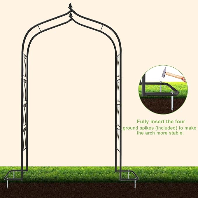OUSHENG 7FT Garden Arch Trellis, Outdoor Steel Arbor - Image 3
