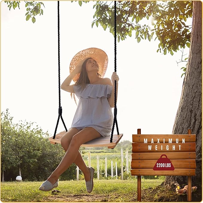 Taeku Adult Tree Swing, Hanging Beech Wood Swings - Image 6