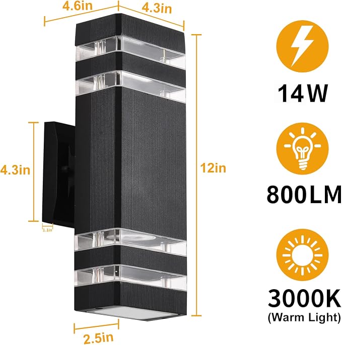 DASTOR Modern Outdoor Wall Light, Body in Aluminum Exterior Lights - Image 4