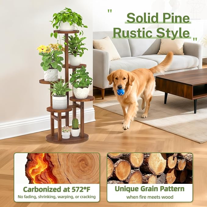 iDavosic.ly 5 Tier Plant Stand Indoor, Tiered Corner Wood Multiple Flower - Image 2