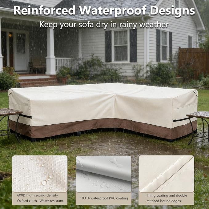okcool Outdoor Sectional Sofa Cover Waterproof-L-Shaped Patio Furniture Covers - Image 6