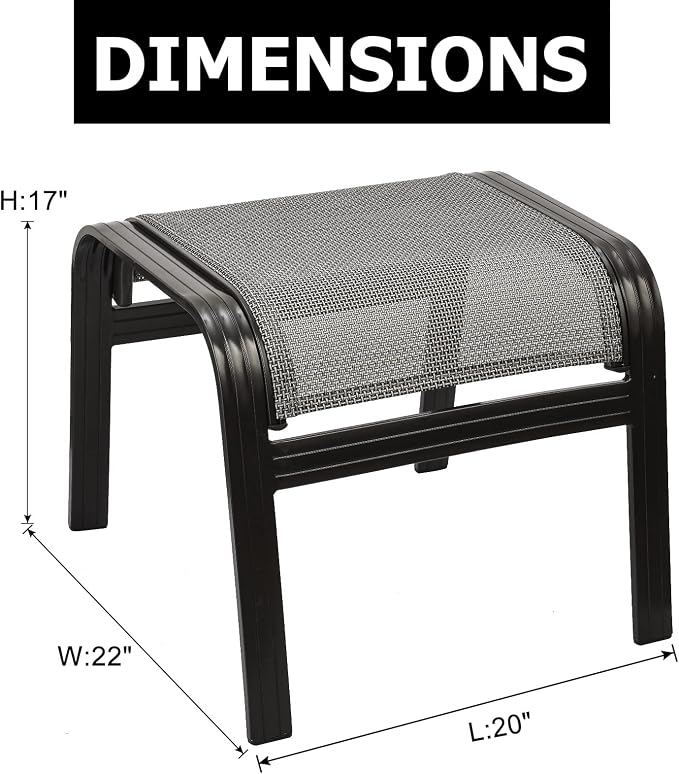 Outdoor Foot Rest for Patio Ottomans Metal Seat Patio Footstools Furniture - Image 3