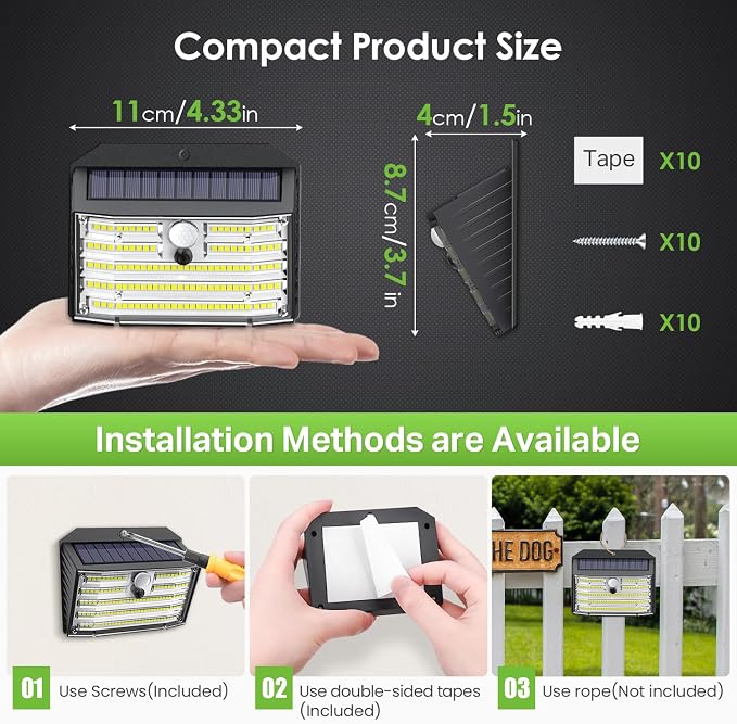 CLAONER Solar Lights Outdoor, Wireless Motion Sensor Lights, IP65 Waterproof - Image 4