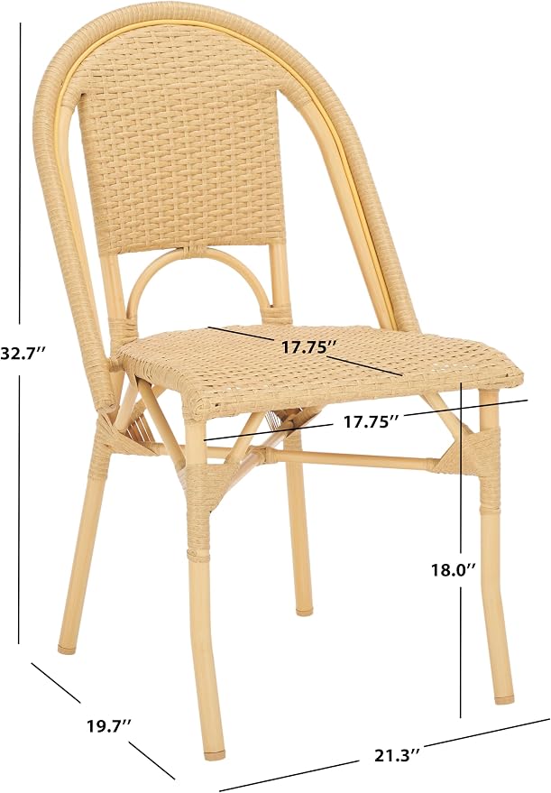 SAFAVIEH Outdoor Collection Torino Natural Wash Parisian Bistro Chair Set of 2 - Image 3