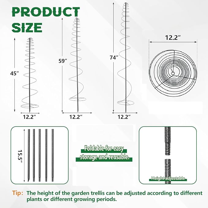 72in Tall Spiral Frame Trellis for Climbing Plants Outdoor, Heavy Duty Metal - Image 5