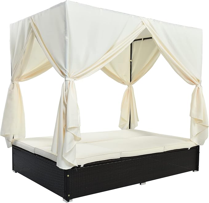 Wicker Metal Outdoor Patio Daybed - Image 4