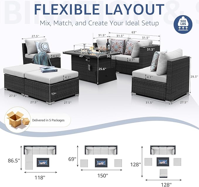 NICESOUL 6 Seats Modern Outdoor Furniture Set - Image 4