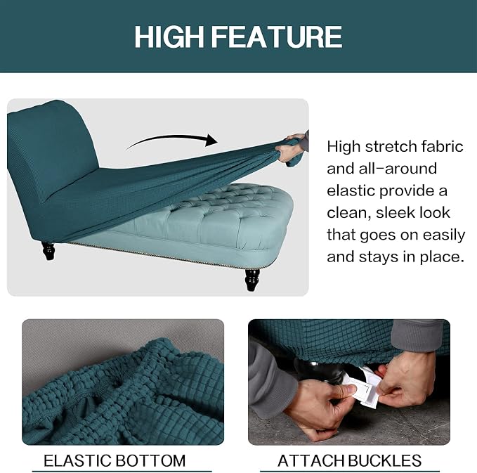 FantasDecor Chaise Lounge Cover Stretch Armless Chair Slipcover - Image 5