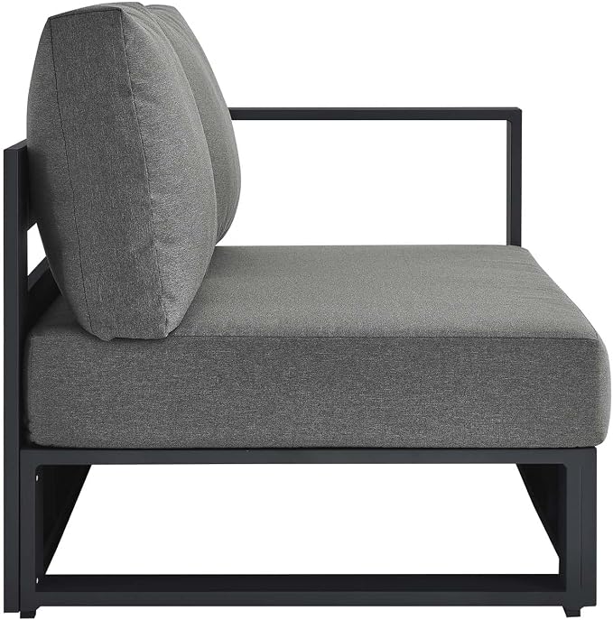 Modway Tahoe Aluminum Modular Right-Facing Outdoor Patio Loveseat in Gray - Image 4