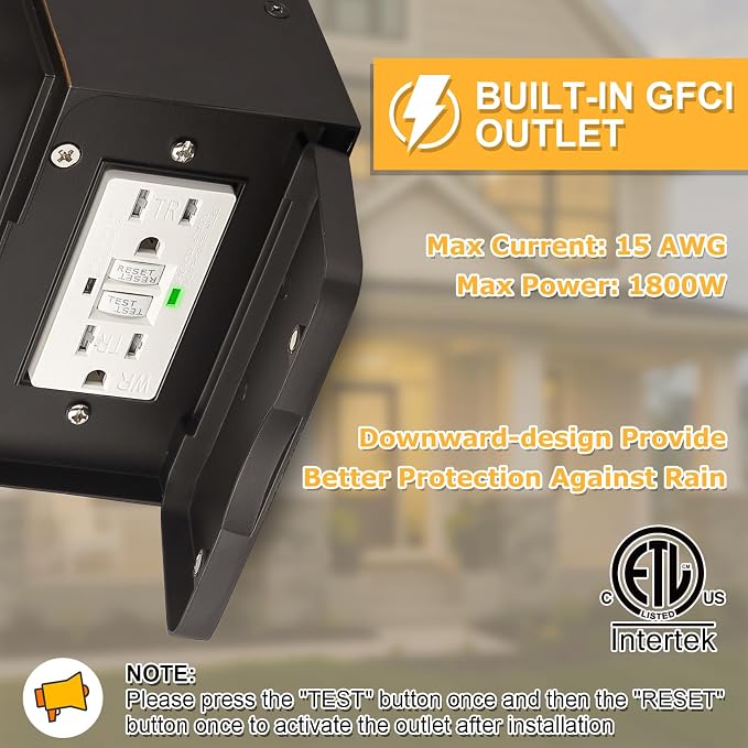 2 Pack Porch Lights with GFCI Outlets, Dusk to Dawn Outdoor Lighting Exterior - Image 3