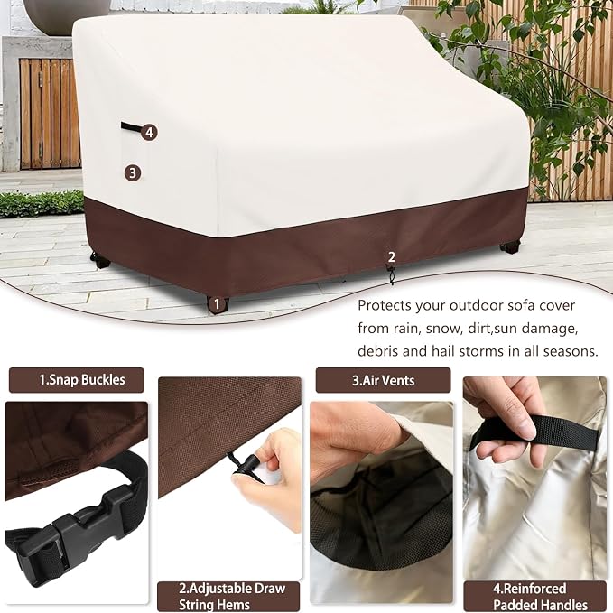 Outdoor Couch Covers, 85 Inches Outdoor Sofa Cover, Waterproof Patio Furniture - Image 3