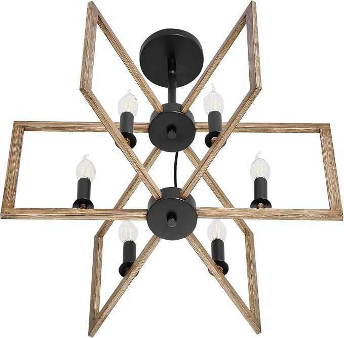 VEVOR 6-Light Chandelier, Metal Farmhouse Chandelier, Adjustable Height - Image 11