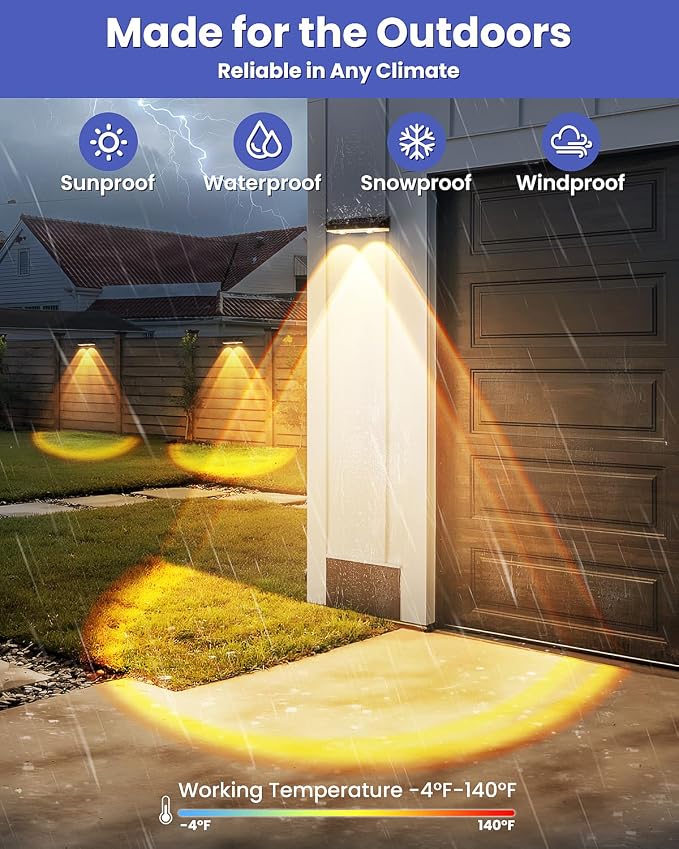 Solar Fence Lights Outdoor, 10 Pack Warm White/RGB Fence Solar Lights - Image 5