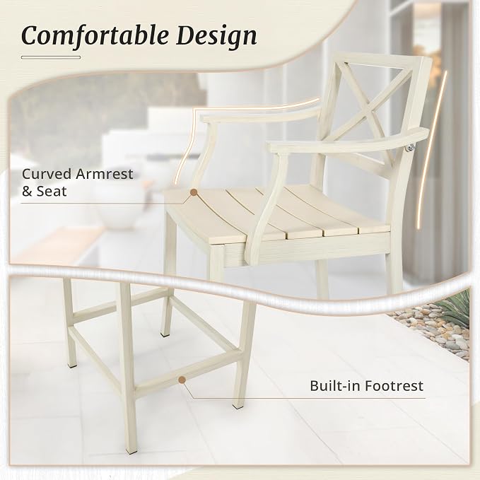 Outdoor Bar Height Table and Chairs Set, 3 Piece Patio Pub Bar Set - Image 6