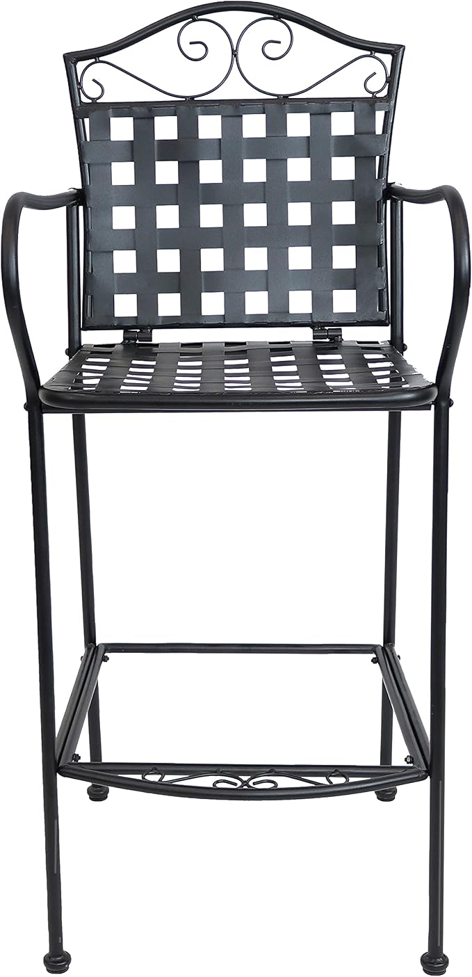 Sunnydaze 47.5-Inch H Wrought Iron Outdoor Bar Chairs - Image 8