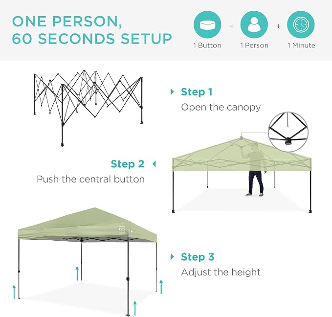 Best Choice Products 12x12ft Pop Up Canopy Tent, Outdoor Shade, 1 Person 1 - Image 2