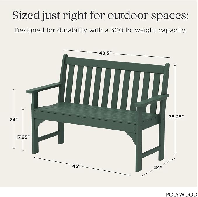 POLYWOOD Vineyard 48" Outdoor Patio Bench - Image 3