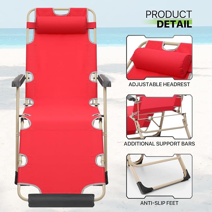 Magshion Folding Patio Chairs Set of 2, Outdoor Lounge Chair - Image 11