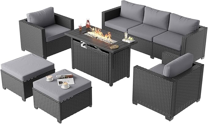 Aoxun Patio Furniture Set with Fire Pit Table, 6 Piece Outdoor Furniture Set - Image 9