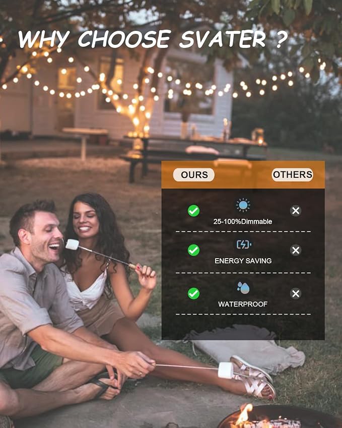 Svater Outdoor String Lights 50 FT, Patio LED Lights Outside - Image 6