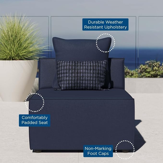 Modway EEI-4209-NAV Saybrook Patio Armless Chair in Navy Blue - Image 8
