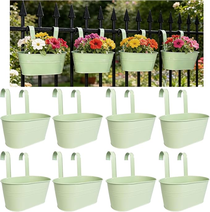 Balcony Hanging Planters Flower Pots, Fence Pot Hanging Plant Holders by JOYFERNAL
