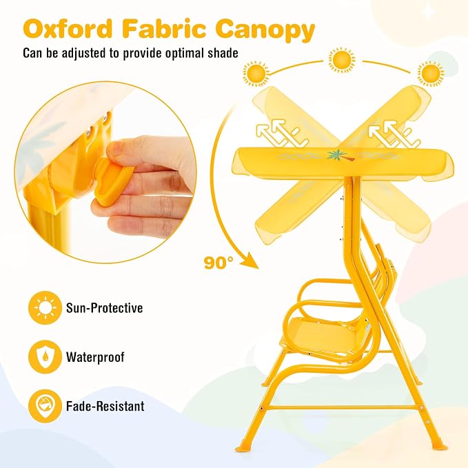 HONEY JOY Kids Patio Swing, 2-Seater Outdoor Porch Swing Lounge Chair, - Image 2
