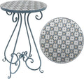 Outdoor Side Table & Mosaic Plant Stand, Indoor Outdoor Coffee Tea Table by Unknown