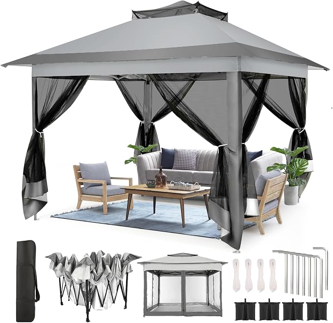 COBIZI 11x11 Pop Up Gazebo Canopy Tent Easy Up Outdoor Gazebo Waterproof by COBIZI