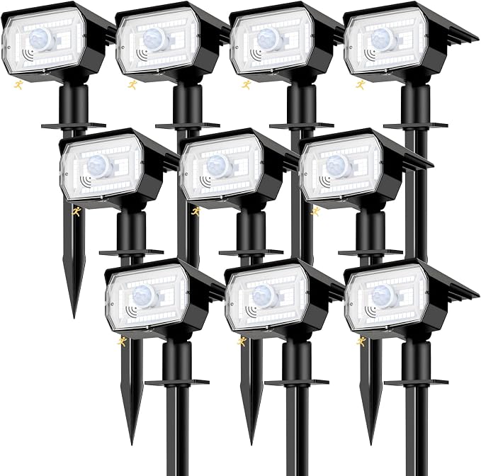 nipify 10 Pack Solar Lights Outdoor Waterproof, 3 Modes Motion Sensor Spot by Nipify