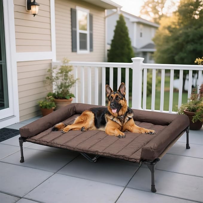 Veehoo Cooling Elevated Dog Bed Add Removable Waterproof Bolster Cushion Mat by Veehoo