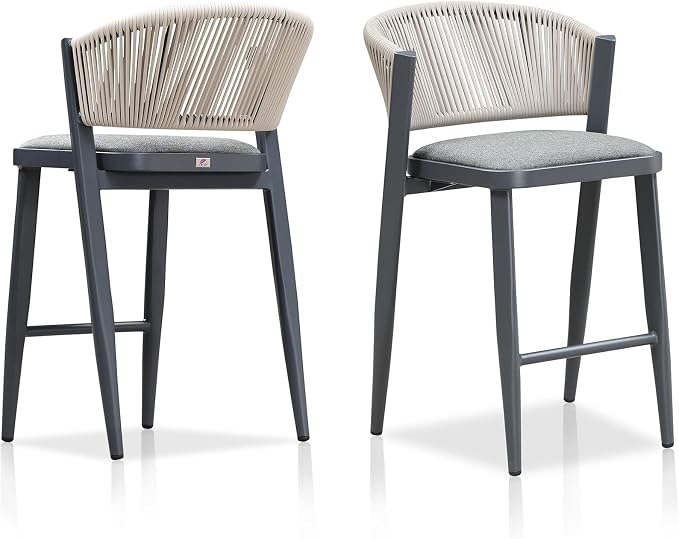 PURPLE LEAF Counter Height Bar Stool Set of 2 Patio Bar Stools Modern Bar by PURPLELEAF