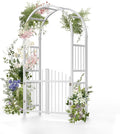 VINGLI Garden Arbor with Gate, PVC Frame Trellis Garden Arch by VINGLI