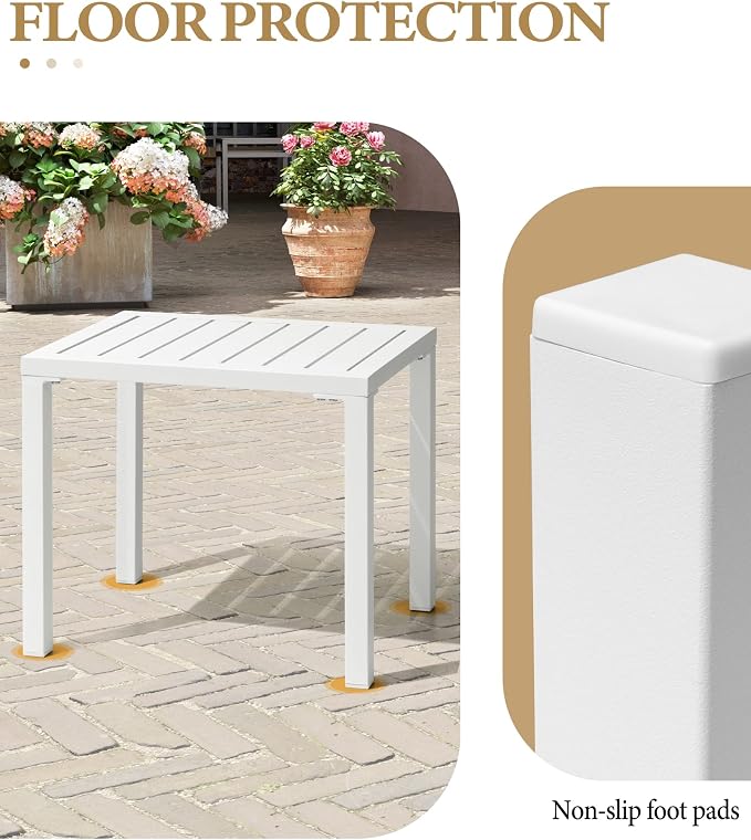 Crestlive Products Outdoor Side Table, Aluminum Rectangular Side/End Table - Image 7