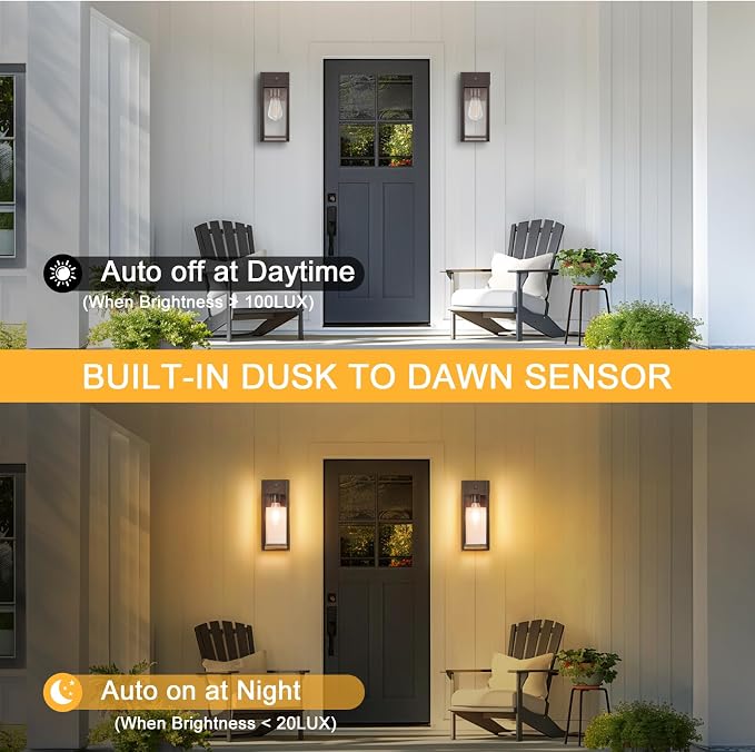 Dusk to Dawn Outdoor Light Fixtures Wall Mount, Outdoor Porch Lights - Image 2