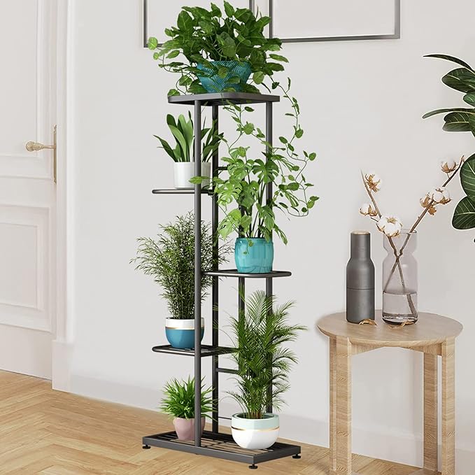 LINZINAR Plant Stand Indoor Outdoor Metal 5 Tier 6 Potted Multiple Flower Pot - Image 4