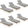 HOMREST Outdoor Chaise Lounge Chair Set of 6, Patio Wicker Lounge Chairs by HOMREST