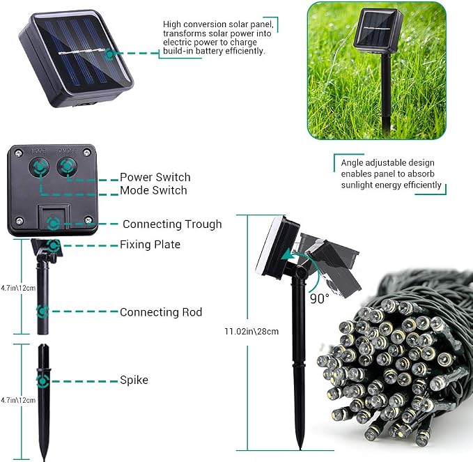 Joomer Solar Christmas Lights Outdoor, 4 Pack Total 156FT 400LED 8 Lighting - Image 7