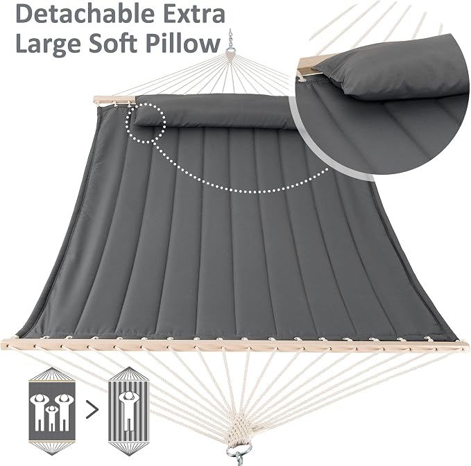 SUNCREAT Heavy Duty Hanging Tree Hammock, 475 lbs Capacity, Two Person Hammock - Image 3