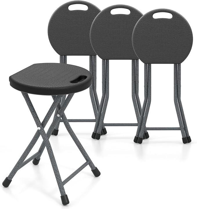 GYMAX Folding Stool, 18in Portable Collapsible Bar Stool by GYMAX