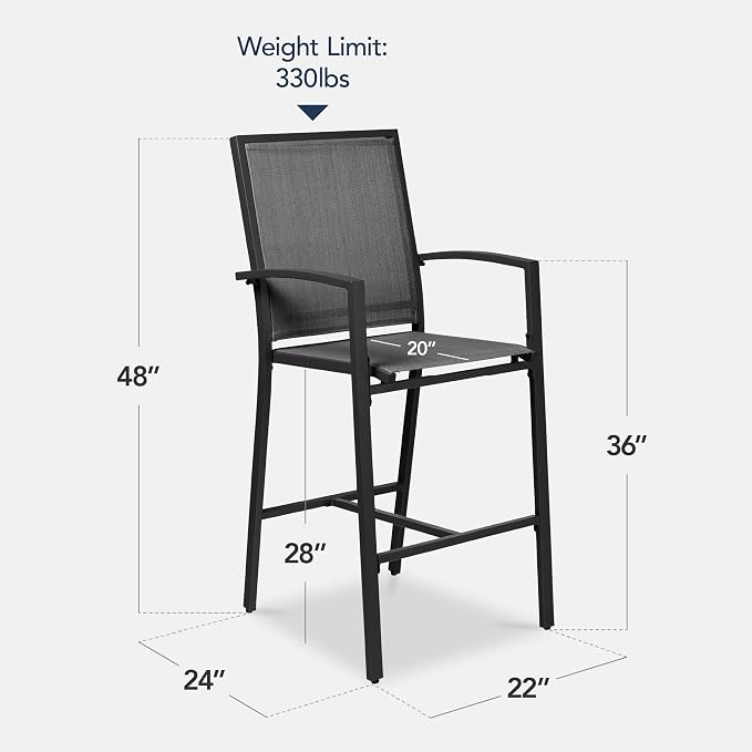 Best Choice Products Outdoor Bar Stools Set of 2, Bar Height, Patio Furniture - Image 2