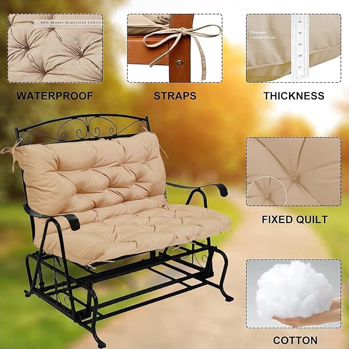 Swing Cushion Replacement Outdoor Porch Waterproof Bench Cushion 2-3 Seater - Image 2