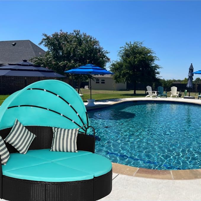 Outdoor Furniture 66in Round Daybed Retractable Canopy Replacement Cover - Image 4