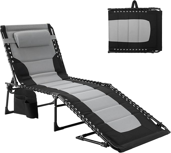 TLSUNNY Padded Folding Lounge Chair, Portable Reclining Chair by TLSUNNY