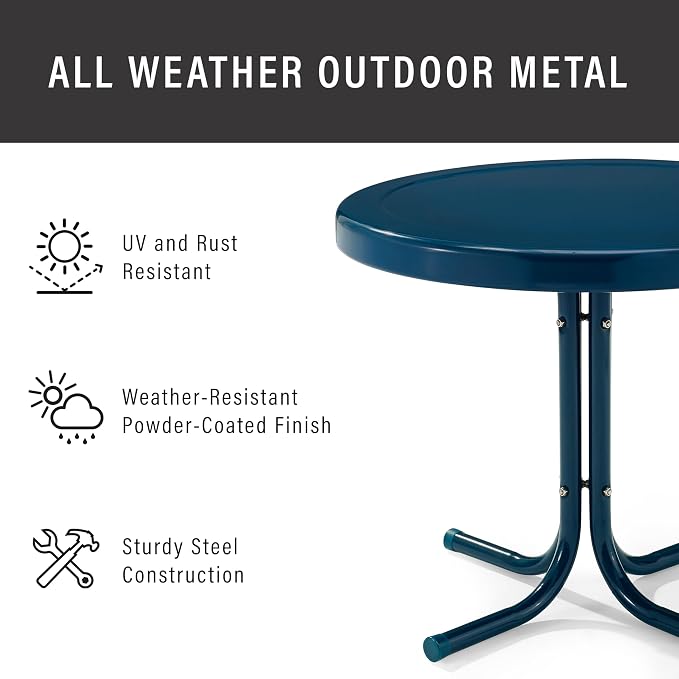Crosley Furniture Griffith Weather Resistant Retro Metal Outdoor Side Table - Image 5