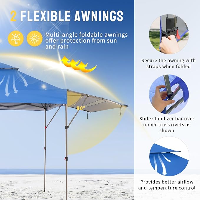 CROWN SHADES 10x10 Pop up Canopy Tent Patended Centerlock Instant Commercial - Image 4