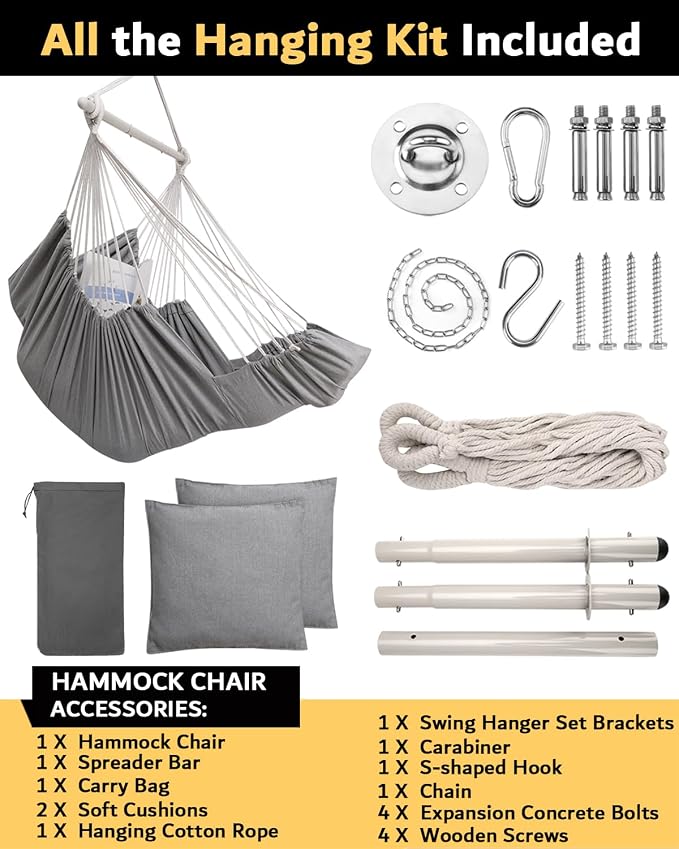 ADVOKAIR Hanging Hammock Chair Large Swing Chair - Image 6