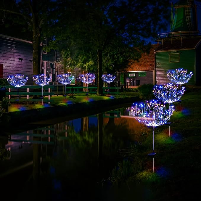 Solar Garden Lights for Outdoor Decor, Waterproof 2 Pack Solar Powered Firework - Image 7