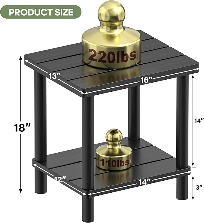 Outdoor Side Table, 2-Tier Small Outdoor Table - Image 2