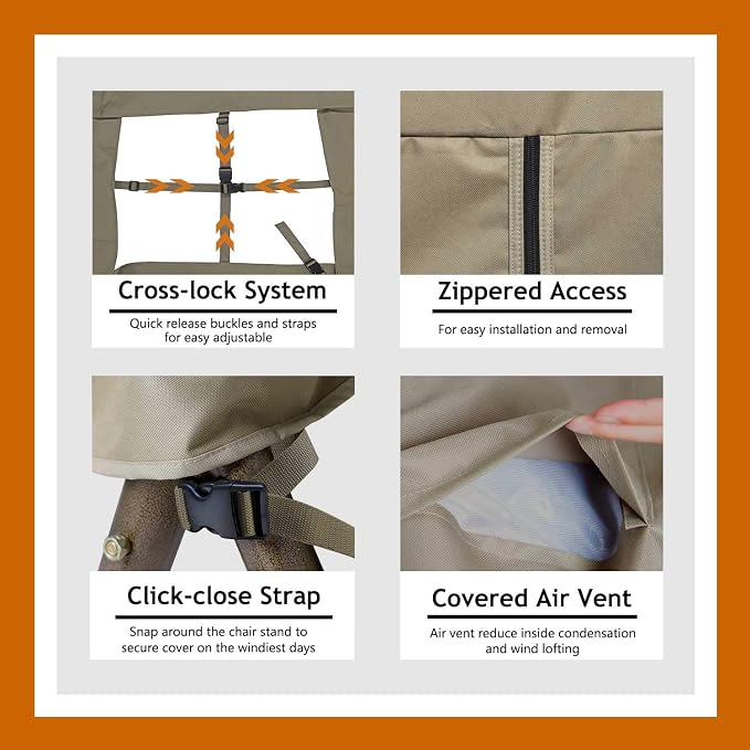 Patio Hanging Chair Cover with Adjustable X-Lock System and Zipper, Easy On - Image 6